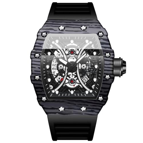 Avaner Herrenuhr Silikonarmband Strasssteine Zifferblatt: Armband Uhr mit Leuchtzeiger Analog Quarz Uhr Schwarze Sportuhr für Männer von Avaner
