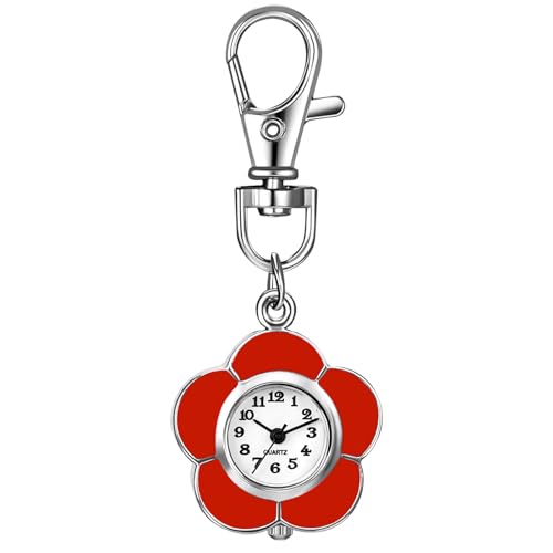 Avaner Karabineruhr Blumen Taschenuhr mit Karabiner: Rucksack Schnalle Uhr FOB Analog Quarzwerk Uhr Hängeuhr für Outdoor Arbeit Studien von Avaner