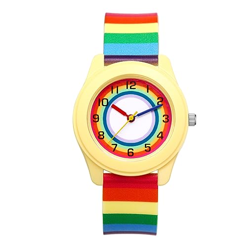 Avaner Kinder Uhr Armbanduhr für Mädchen Junge Regenbogenuhren Kinderuhren mit Süßes Armband Gummi Studentenuhr Lern Armbanduhr für Kinder als Geschenk zu Weihnachten von Avaner