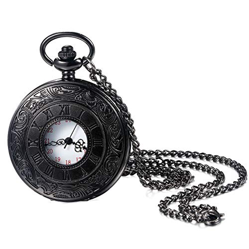 Avaner Klassiker Taschenuhr Unisex Uhr im Retro-Look Analog Japanisches Quarzwerk Antike Uhr mit römischen Ziffern Kette für Herren Damen als Muttertag, Geburtstag und Party-Geschenke von Avaner