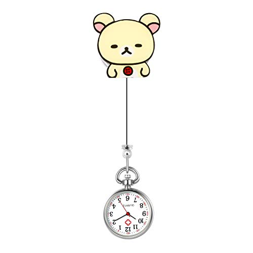 Avaner Krankenschwester Taschenuhr Einziehbare Schwesternuhr zum Aufhängen Acryl Cartoon Design Tragbare Ansteckuhr mit Clips FOB Uhr Kitteluhr Medical Pflegeruhr für Männer Frauen von Avaner