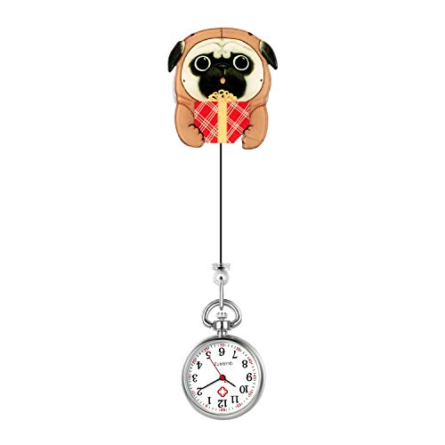 Avaner Krankenschwester Taschenuhr Einziehbare Schwesternuhr zum Aufhängen Acryl Cartoon Design Tragbare Ansteckuhr mit Clips FOB Uhr Kitteluhr Medical Pflegeruhr für Männer Frauen von Avaner