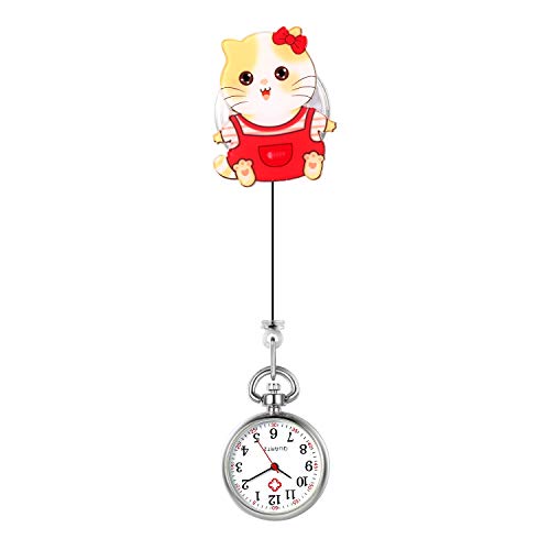 Avaner Krankenschwester Taschenuhr Einziehbare Schwesternuhr zum Aufhängen Acryl Cartoon Design Tragbare Ansteckuhr mit Clips FOB Uhr Kitteluhr Medical Pflegeruhr für Männer Frauen von Avaner