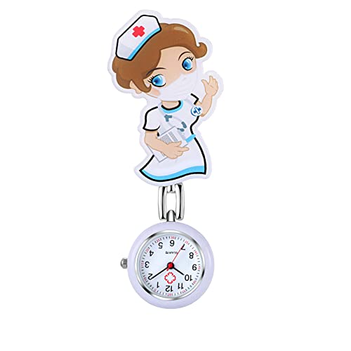 Avaner Krankenschwesternuhr Cartoon Design Taschenuhr, Schwesternuhr Krankenschwester Uhren mit Clip, Pflegeuhr FOB Analog Quarzwerk Ansteckuhr für Doktor Arzt Schwestern von Avaner