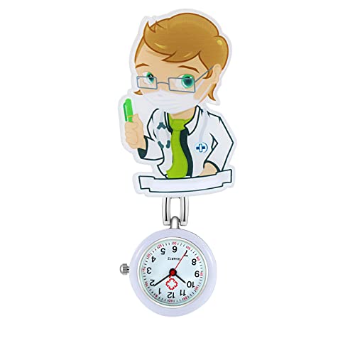 Avaner Krankenschwesternuhr Cartoon Design Taschenuhr, Schwesternuhr Krankenschwester Uhren mit Clip, Pflegeuhr FOB Analog Quarzwerk Ansteckuhr für Doktor Arzt Schwestern von Avaner