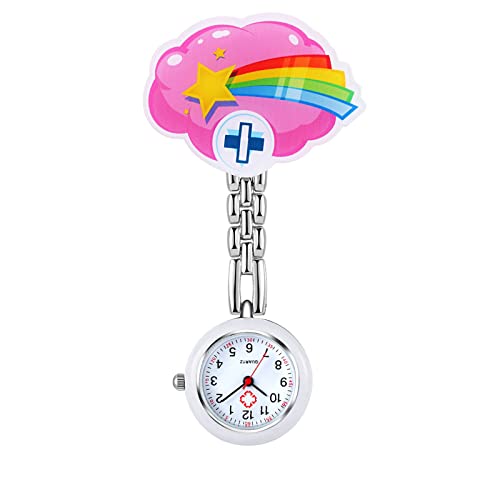 Avaner Krankenschwesternuhr Taschenuhr, Schwesternuhr Regenbogen Sternenhimmel Design Krankenschwester Uhren mit Clip, Pflegeuhr FOB Analog Quarzwerk Ansteckuhr für Doktor Arzt Schwestern Pflege von Avaner