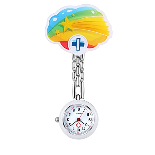 Avaner Krankenschwesternuhr Taschenuhr, Schwesternuhr Regenbogen Sternenhimmel Design Krankenschwester Uhren mit Clip, Pflegeuhr FOB Analog Quarzwerk Ansteckuhr für Doktor Arzt Schwestern Pflege von Avaner