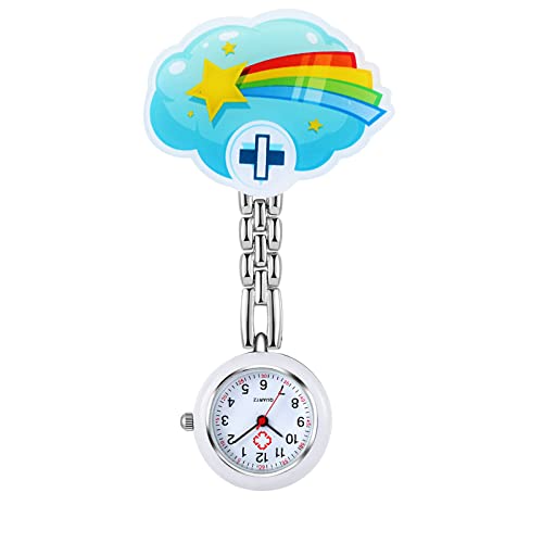 Avaner Krankenschwesternuhr Taschenuhr, Schwesternuhr Regenbogen Sternenhimmel Design Krankenschwester Uhren mit Clip, Pflegeuhr FOB Analog Quarzwerk Ansteckuhr für Doktor Arzt Schwestern Pflege von Avaner