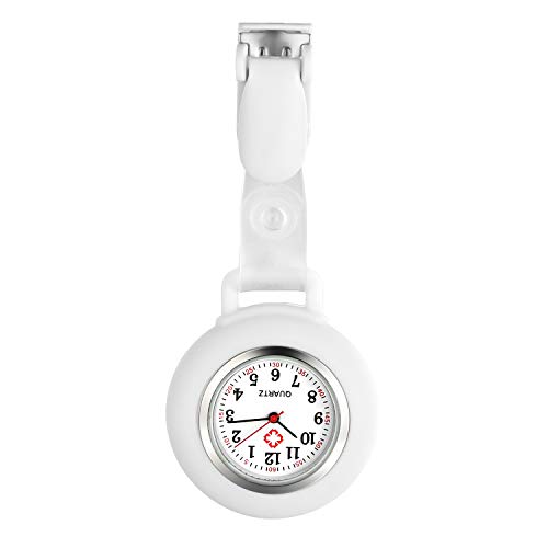 Avaner Krankenschwesteruhr Analog Quarzwerk Schwesternuhr aus Silikon Pflegeruhr Ansteckuhr FOB mit Pin/Clip Taschenuhr für Arzt Doktor Krankenschwester Damen Herren von Avaner