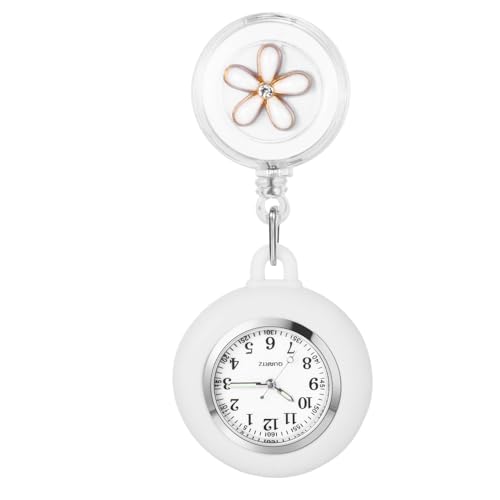 Avaner Krankenschwesteruhr Blumen Design Silikon: Schwesternuhr mit Clip Pin Pflegeruhr FOB Uhr Analog Quarzwerk Pulsuhr Ansteckuhr Ausziehbare Krankenschwester Uhr für Arzt Doktor Medical Person von Avaner