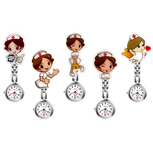 Avaner Krankenschwesteruhr Cartoon Taschenuhr mit Clip Schwesteruhr Kitteluhr FOB Uhr Pflegeruhr Anlog Quarzuhr für Arzt Doktor Krankenschwester Medical von Avaner