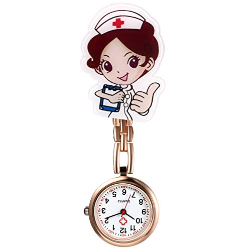 Avaner Krankenschwesteruhr Cartoon Taschenuhr mit Clip Schwesteruhr Kitteluhr FOB Uhr Pflegeruhr Anlog Quarzuhr für Arzt Doktor Krankenschwester Medical von Avaner