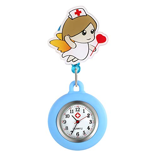 Avaner Krankenschwesteruhr Cartoon Taschenuhr mit Clip Silikon Schwesteruhr Kitteluhr FOB Uhr Pflegeruhr Anlog Quarzuhr für Arzt Doktor Krankenschwester Medical von Avaner