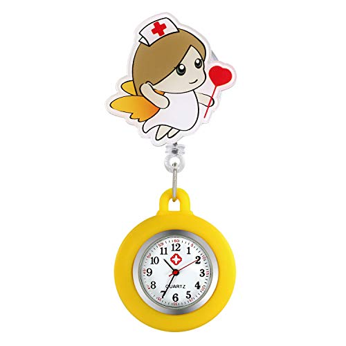 Avaner Krankenschwesteruhr Cartoon Taschenuhr mit Clip Silikon Schwesteruhr Kitteluhr FOB Uhr Pflegeruhr Anlog Quarzuhr für Arzt Doktor Krankenschwester Medical von Avaner
