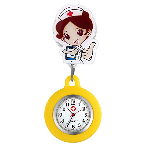 Avaner Krankenschwesteruhr Cartoon Taschenuhr mit Clip Silikon Schwesteruhr Kitteluhr FOB Uhr Pflegeruhr Anlog Quarzuhr für Arzt Doktor Krankenschwester Medical von Avaner