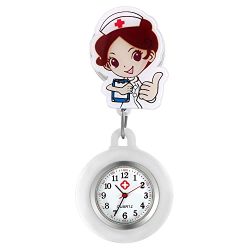 Avaner Krankenschwesteruhr Cartoon Taschenuhr mit Clip Silikon Schwesteruhr Kitteluhr FOB Uhr Pflegeruhr Anlog Quarzuhr für Arzt Doktor Krankenschwester Medical von Avaner