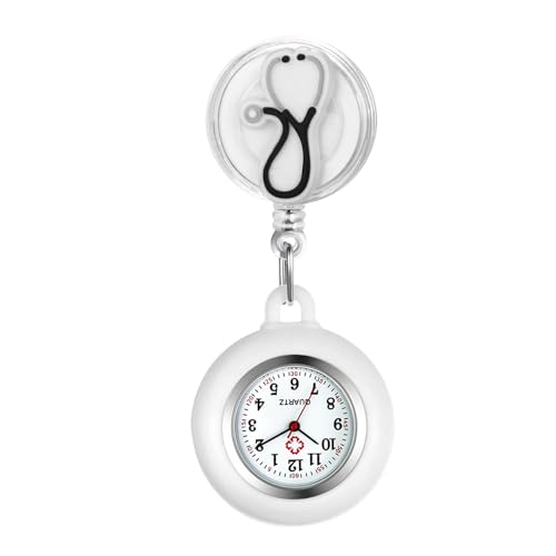 Avaner Krankenschwesteruhr Damen Silikon Pflegeruhr: Schwesteruhr mit Clip Herren Taschenuhr Kitteluhr Pflegeruhr FOB Uhr Anlog Quarzuhr für Arzt Doktor von Avaner