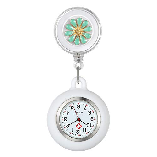 Avaner Krankenschwesteruhr Damen Taschenuhr FOB Uhr Blumen Design Pflegeruhr Kitteluhr Quarzwerk Pulsuhr Ansteckuhr mit Clip für Arzt Doktor Medical von Avaner