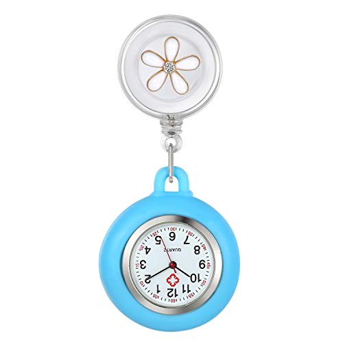 Avaner Krankenschwesteruhr Damen Taschenuhr FOB Uhr Blumen Design Pflegeruhr Kitteluhr Quarzwerk Pulsuhr Ansteckuhr mit Clip für Arzt Doktor Medical von Avaner