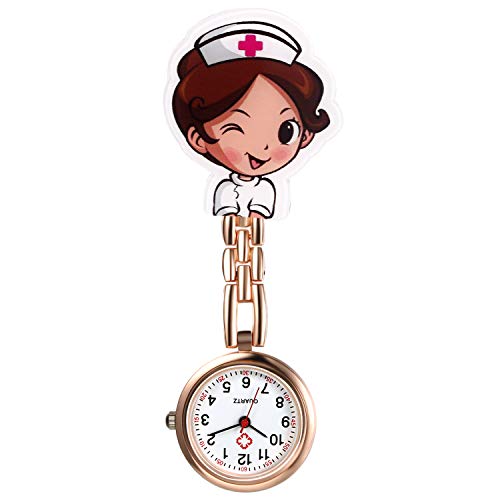 Avaner Krankenschwesteruhr Schwesternuhr mit Clip: Cartoon Schwesteruhr Kitteluhr FOB Uhr Pflegeruhr Anlog Quarzuhr für Arzt Doktor Krankenschwester Medical von Avaner