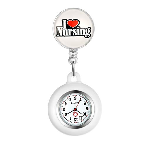 Avaner Krankenschwesteruhr Pflegeruhr Analog Quarzwerk FOB Ansteckuhr mit Pin/Clip Arzt Doktor Medical Taschenuhr aus Silikon von Avaner