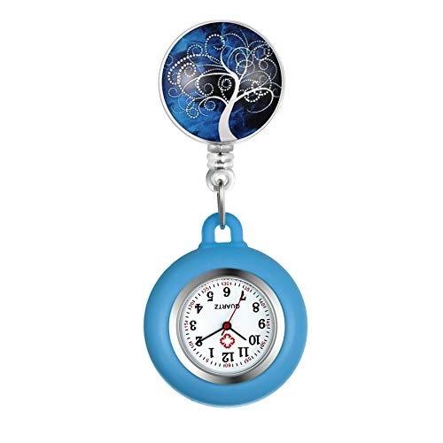 Avaner Krankenschwesteruhr Pflegeruhr Analog Quarzwerk FOB Ansteckuhr mit Pin/Clip Taschenuhr mit Silikonhülle für Arzt Doktor Medical von Avaner