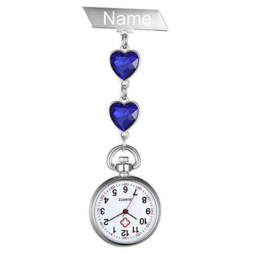 Avaner Krankenschwesteruhr Pflegeruhr Herz Design FOB Analog Quarzwerk Pulsuhr Ansteckuhr Unisex Silver Schwesternuhren mit Pin/Clip Set Ausziehbar Arzt Doktor Medical Taschenuhr von Avaner