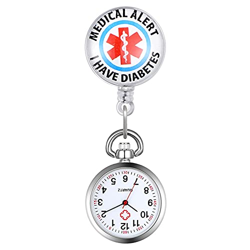 Avaner Krankenschwesteruhr Pflegeruhr mit medizinischem Zeichen FOB Analog Quarzwerk pulsuhr Ansteckuhr Unisex Silver Silikon Schwesternuhren mit Clip Set ausziehbar Arzt Doktor Medical Taschenuhr von Avaner