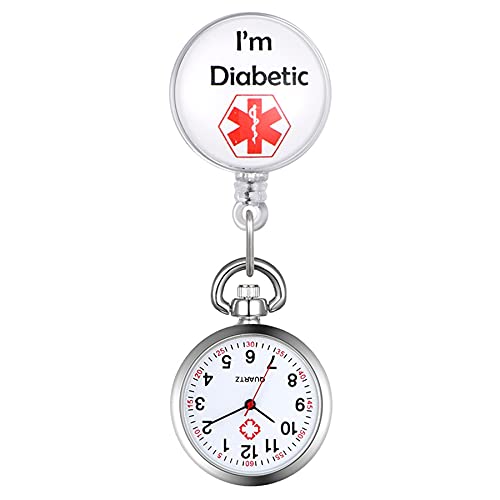 Avaner Krankenschwesteruhr Pflegeruhr mit medizinischem Zeichen FOB Analog Quarzwerk pulsuhr Ansteckuhr Unisex Silver Silikon Schwesternuhren mit Clip Set ausziehbar Arzt Doktor Medical Taschenuhr von Avaner