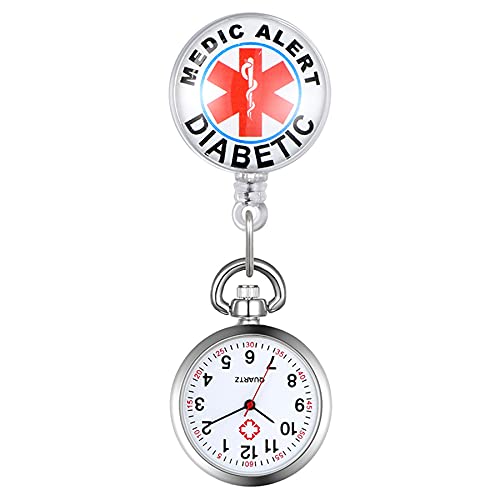 Avaner Krankenschwesteruhr Pflegeruhr mit medizinischem Zeichen FOB Analog Quarzwerk pulsuhr Ansteckuhr Unisex Silver Silikon Schwesternuhren mit Clip Set ausziehbar Arzt Doktor Medical Taschenuhr von Avaner