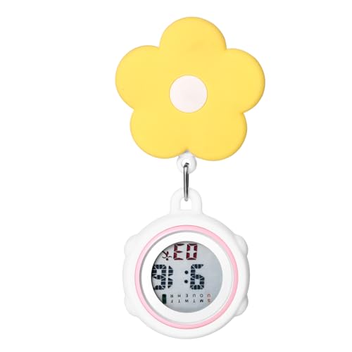 Avaner Krankenschwesteruhr Silikon Blumen Design: Digital Anzeige Schwesternuhr mit Clip Pin Pflegeruhr FOB Uhr Analog Quarzwerk Pulsuhr Ansteckuhr Krankenschwester Uhr für Arzt Doktor Medical Person von Avaner
