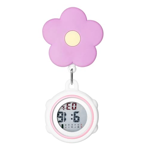 Avaner Krankenschwesteruhr Silikon Blumen Design: Digital Anzeige Schwesternuhr mit Clip Pin Pflegeruhr FOB Uhr Analog Quarzwerk Pulsuhr Ansteckuhr Krankenschwester Uhr für Arzt Doktor Medical Person von Avaner