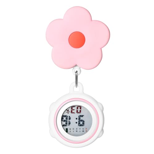 Avaner Krankenschwesteruhr Silikon Blumen Design: Digital Anzeige Schwesternuhr mit Clip Pin Pflegeruhr FOB Uhr Analog Quarzwerk Pulsuhr Ansteckuhr Krankenschwester Uhr für Arzt Doktor Medical Person von Avaner
