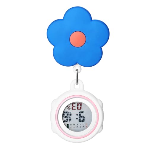 Avaner Krankenschwesteruhr Silikon Blumen Design: Digital Anzeige Schwesternuhr mit Clip Pin Pflegeruhr FOB Uhr Analog Quarzwerk Pulsuhr Ansteckuhr Krankenschwester Uhr für Arzt Doktor Medical Person von Avaner