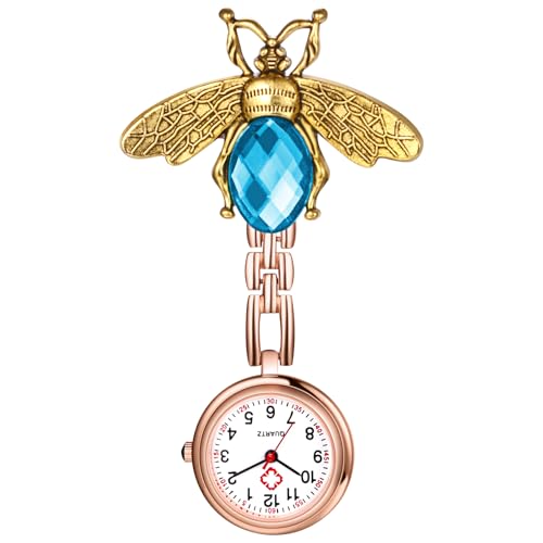 Avaner Krankenschwesteruhr mit Clip Cartoon Bienen: Taschenuhr mit Brosche Schwesteruhr Kitteluhr FOB Uhr Pflegeruhr Anlog Quarzuhr für Arzt Doktor Krankenschwester Medical von Avaner