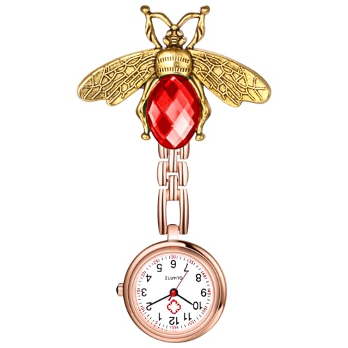 Avaner Krankenschwesteruhr mit Clip Cartoon Bienen: Taschenuhr mit Brosche Schwesteruhr Kitteluhr FOB Uhr Pflegeruhr Anlog Quarzuhr für Arzt Doktor Krankenschwester Medical von Avaner