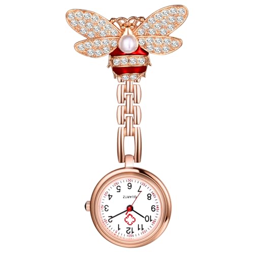 Avaner Krankenschwesteruhr mit Clip Cartoon Bienen: Taschenuhr mit Brosche Schwesteruhr Kitteluhr FOB Uhr Pflegeruhr Anlog Quarzuhr für Arzt Doktor Krankenschwester Medical von Avaner