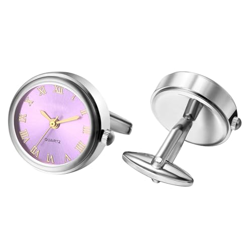 Avaner Manschettenknöpfe Uhr Silber Rund: Cufflinks Watch Herren Manschettenknopf Römische Ziffernskala Analoge Quarz Uhr für Hemd Hochzeit Geschäft von Avaner