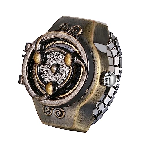 Avaner Ringuhr Fingeruhr Einfach Rund Fingerring Uhr Analog Quarz Elastisch Ring Uhr Halloween Ringuhr für Herren Damen von Avaner