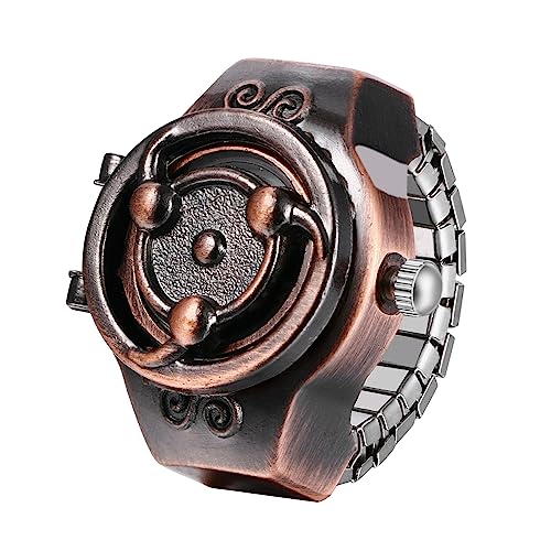 Avaner Ringuhr Fingeruhr Einfach Rund Fingerring Uhr Analog Quarz Elastisch Ring Uhr Halloween Ringuhr für Herren Damen von Avaner