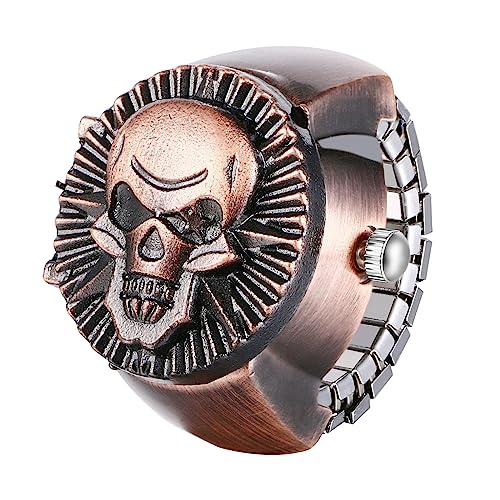 Avaner Ringuhr Fingeruhr Einfach Rund Fingerring Uhr Analog Quarz Elastisch Ring Uhr Halloween Ringuhr für Herren Damen von Avaner