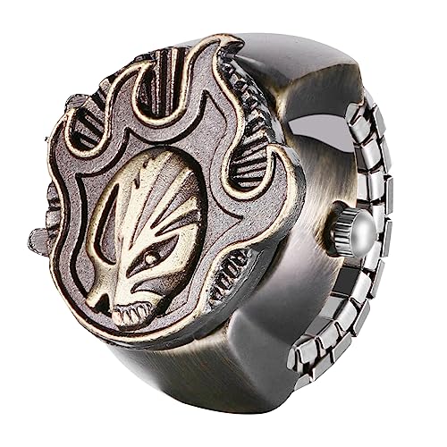 Avaner Ringuhr Fingeruhr Einfach Rund Fingerring Uhr Analog Quarz Elastisch Ring Uhr Halloween Ringuhr für Herren Damen von Avaner