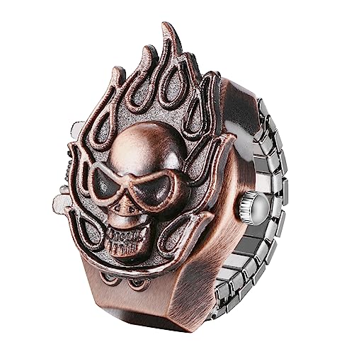 Avaner Ringuhr Fingeruhr Einfach Rund Fingerring Uhr Analog Quarz Elastisch Ring Uhr Halloween Ringuhr für Herren Damen von Avaner