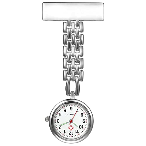 Avaner Schwesternuhr Pulsuhr Krankenschwester Uhren Herz/Rund Brosche Taschenuhr Analog Quarzwerk FOB Ansteckuhr für Krankenschwester Arzt Doktor von Avaner