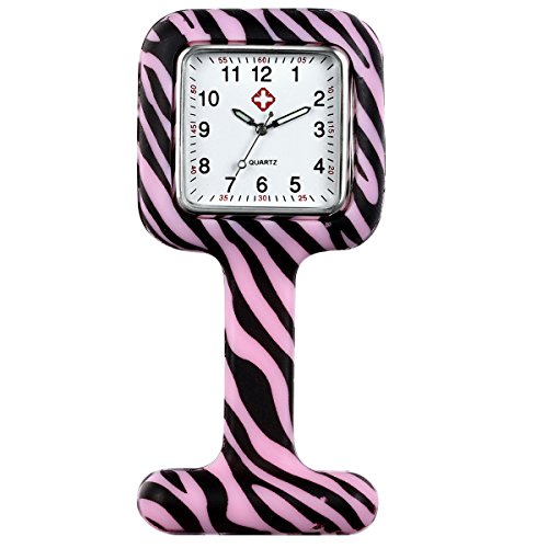 Avaner Silikon Krankenschwesteruhr Vintage Muster Design Rund Revers Uhr Pin-on Brosche Fob Uhr Analog Quarz Hängende Taschenuhr für Arzt Doktor Krankenschwester Medical von Avaner