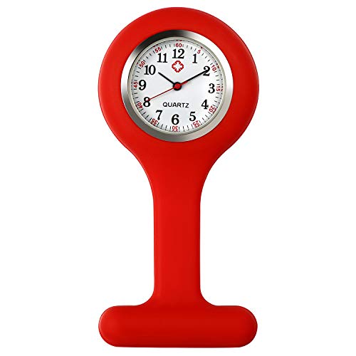 Avaner Silikon Krankenschwesteruhr Vintage Muster Design Rund Revers Uhr Pin-on Brosche Fob Uhr Analog Quarz Hängende Taschenuhr für Arzt Doktor Krankenschwester Medical von Avaner