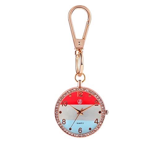 Avaner Taschenuhr mit großes Zifferblatt Rucksack Schlüsselanhänger Uhr Schwesternuhren mit Clip Pocket Watch für Damen Herren Jungen Mädchen von Avaner