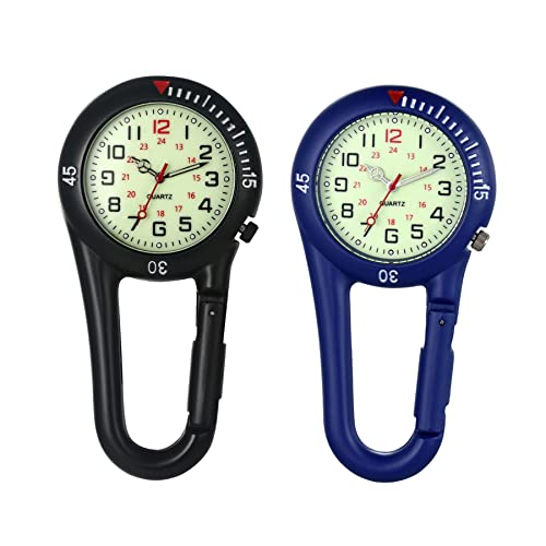 Avaner Taschenuhr mit Karabiner Digital Karabineruhr mit leuchtendes Zifferblatt, leuchtende Zeiger, Mattes Gehäuse Unisex FOB Analog Quarzwerk Rucksackschnalle Uhr für Klettern Sport von Avaner