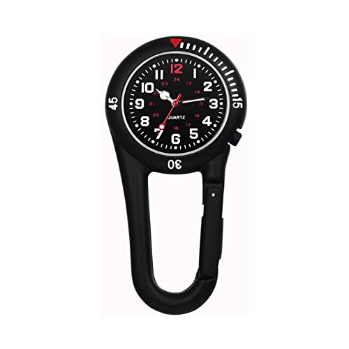 Avaner Taschenuhr mit Karabiner Digital Karabineruhr mit leuchtendes Zifferblatt, leuchtende Zeiger, Mattes Gehäuse Unisex FOB Analog Quarzwerk Rucksackschnalle Uhr für Klettern Sport von Avaner