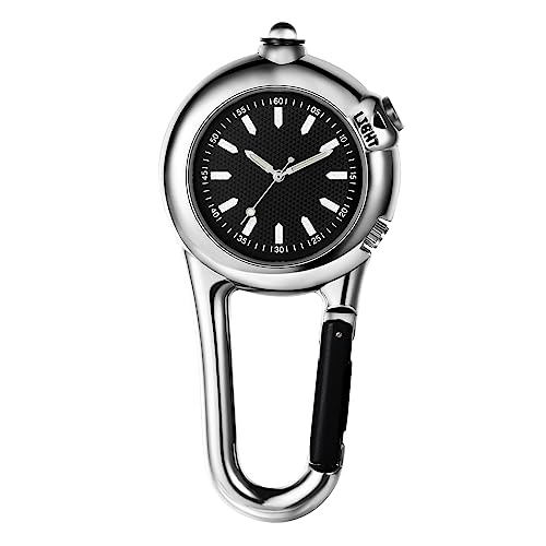 Avaner Taschenuhr mit Karabiner Karabineruhr Rucksack Schnalle Uhr mit Leuchtzeiger und Notfall Kleine Taschenlampe Unisex FOB Analog Quarzwerk Uhr für Klettern Sport Outdoor Aktivitäten von Avaner